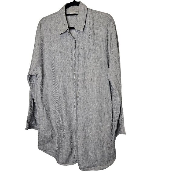 Chicos Womens Size 2 size M 100% Linen Button-Up Shirt Tunic With Pockets - Picture 1 of 7